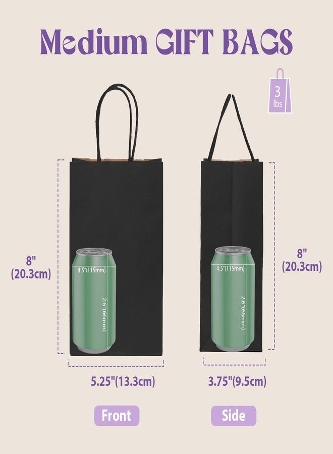 MESHA Black Paper Gift Bags 5.25x3.75x8 Inch 20pcs Small Paper Kraft with Handles Bulk,Grocery Shopping Wedding Party Favor Bag - Image 3